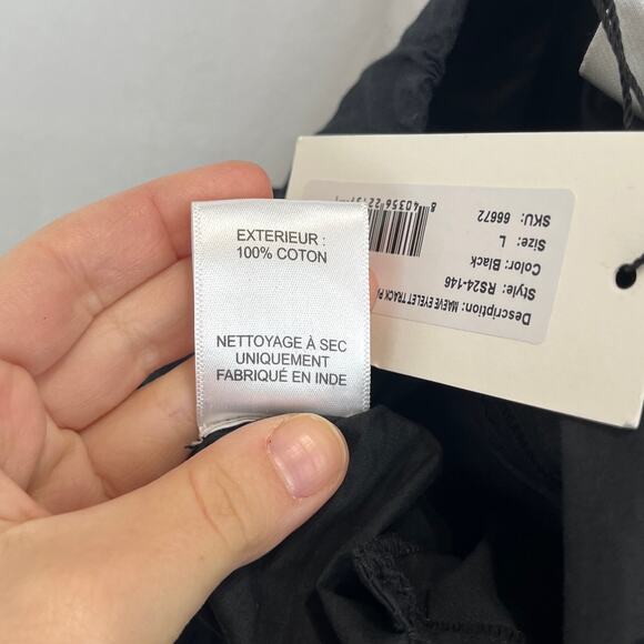 NWT SEA New York Maeve Eyelet Track Pants Pull On Wide Leg Cotton Poplin Black L - Picture 9 of 11